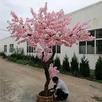 Artificial Japanese Pink Cherry Blossom Tree,Large Plant,Handmade Fake Sakura Silk Flower Decoration,Wishing Tree,For Wedding Event Indoor Outdoor Party Restaurant 1.2x0.8m/3.9x2.6ft
