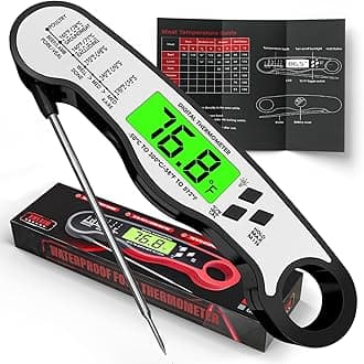 Meat Thermometer Digital - Fast Instant Read Food Thermometer for Cooking, Candy Making, Outside Grill, IP67 Waterproof Kitchen Thermometer with Backlight, Stocking Stuffers for Men - Black