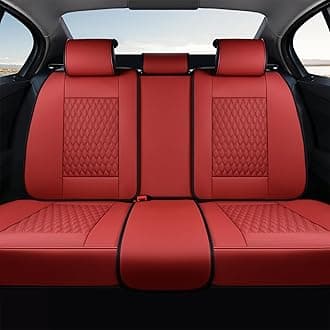 Coverado Rear Seat Covers, Leather Seat Cover for Car, Universal Waterproof Automotive Seat Cushion Protector for Most Cars Trucks SUV (Red)