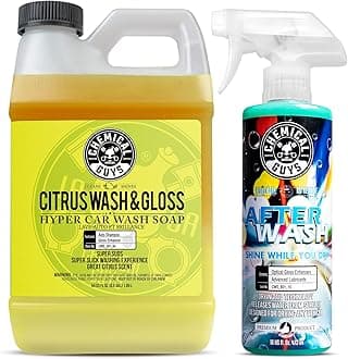 Chemical Guys CWS_301_64A Car Wash, Dry & Shine Bundle - Citrus Wash & Gloss Foaming Car Wash Soap, 64 oz (.5 Gal) + After Wash Gloss Boosting Drying Aid (16 oz) (2 Items) Works on Cars, Trucks, SUVs