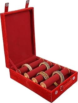 Kuber Industries Wooden Bangle Box For Woman|4 Rod Bangle Storage Box Organizer|Solid Lid & Handle|MAROON