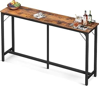 71 Inch Bar Table, Bar Height Pub Table, Counter Height Bar Table, Rectangular High Top Kitchen & Dining Counter Tables with Sturdy Legs & Easy-to-Clean Top, Rustic Brown