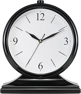 Vintage Desk Clock Silent-Non-Ticking 10-inch dial Table Clock,Retro Mantel Clocks and Easy to Read for Living Room, Bedroom, Shelf Decoration, Fireplace, Farmhouse Decor (Dark)
