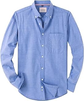 Alimens & Gentle Boys Long Sleeve Solid Button Down Oxford Shirt Collared Cotton Top with Chest Pocket