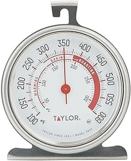 Taylor Precision Products 5932 Large Dial Kitchen Cooking Oven Thermometer, 3.25 Inch Dial, Stainless Steel