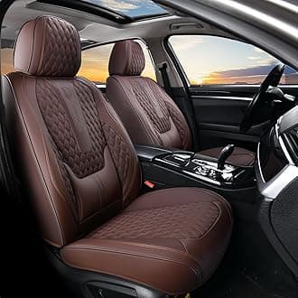 Coverado Front Seat Covers, Car Seat Covers Front Seats, Nappa Leather Seat Covers for Cars, Waterproof Seat Covers with Lumbar Support Universal Fit for Most Cars SUV Trucks (Front, Coffee)
