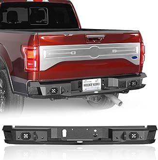 Hooke Road Guardian Rear Bumper for 2015 2016 2017 Ford F-150 (Excluding Raptor), Offroad Back Bumper w/LED Lights & D-ring Mounts
