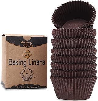 200pcs Standard Brown cupcake liners for baking,food-grade cupcake wrappers, grease-proof parchment muffin liners for Christmas decorations