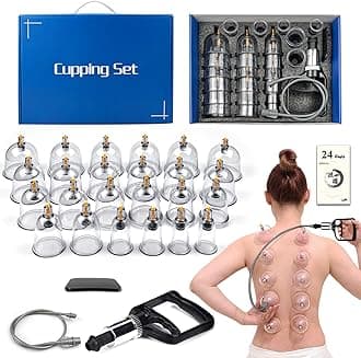 Cupping Therapy Set,24 Therapy Cups Professional Chinese Acupoint Cupping Set,Suction Hijama Cupping Set with Pump Cellulite Cupping Massage Kit for Body Massage,Pain Relief,Physical Therapy