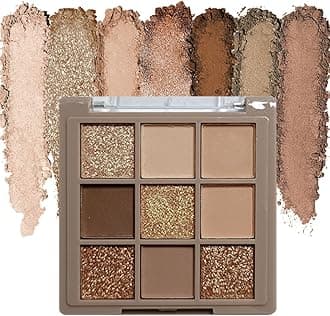 9 Colors Matte Nude Pink Shimmer Gold Dark Brown Colorful Eyeshadow Palette Matte Shimmer Korean Natural Eye Shadow palettes Highly Pigmented Naturing-Looking Long Lasting (05#)