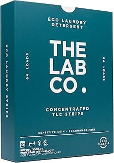 The Lab Co. Laundry Detergent Strips Washing Sheets | Eco Ultra-Concentrated | Non-Bio for Sensitive Skin | Non-Toxic | EDC-Free | Lab-Tested | Fragrance Free Unscented Odourless | 64 Loads