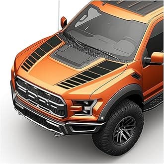 Hood Blackout Racing Stripes Vinyl Decal Sticker Kit- Compatible with Ford F150 Raptor 2014-2020 (Style 3, Matte Black)