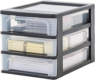 Iris Ohyama, Storage chest, Organizer, 3 drawers of 4 LA4 size documents, see through drawers, office, living room - Organizer Chest OCH-2030 - Black