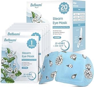 20 Packs Steam Eye Mask, Heated Eye Mask Warm Compress for Eyes, Disposable Self Heating Steam Mask Sleep, Spa, Travel Essentials & Relaxation Gifts for Women, Stocking Stuffers (Jasmine)