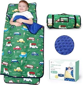 ACRABROS Toddler Nap Mat with Pillow and Blanket, Large Rolled Napping Mats,Slumber Bags for Boys Girls,Kids Sleeping Bag for Daycare, Preschool Travel