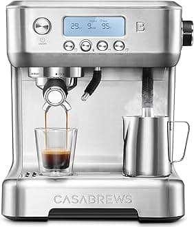 CASABREWS Neutron Pro Espresso Machine with Dual Boiler, 20 Bar Espresso Maker with Automatic Milk Frother and LCD Display, Cappuccino Latte Maker with Separate Hot Water System for Americano