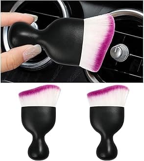 2PCS Car Interior Dust Brush, Soft Scratch Free Auto Detailing Brushes, Universal Vehicle Interior Cleaning Tool for Automotive Dashboard, Air Vents, Leather (Purple)