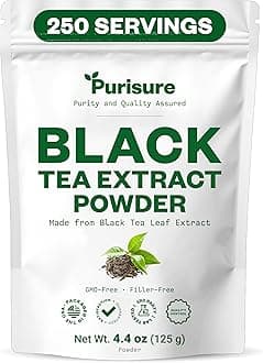 Instant Black Tea Extract Powder, Unsweetened Iced Tea Extract Powder from Real Black Tea Leaves for Hot or Cold Drinks, Instant Black Tea Mix for Beverages, Smooth Mixing, Zero Additives, Non-GMO, 125g , 250 Servings