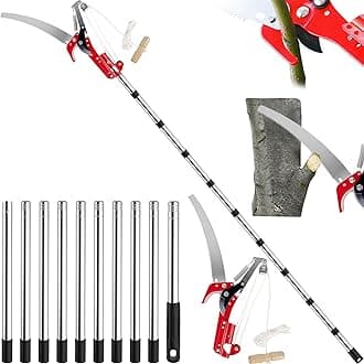 13ft Pole Saws for Tree Trimming, Lightweight Stainless Steel Tree Trimmers Long Handle Pruner, Tree Pruner Extendable, Manual Pole Cutter for Yard Garden Patios Trees Branches Cutting