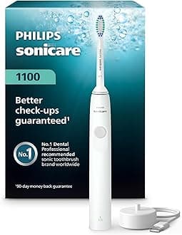 Philips Sonicare 1100 Series Electric Toothbrush - Sonic Toothbrush with Advanced Sonic Technology, EasyStart, Smartimer & Quadpacer, White, Model HX3641/02