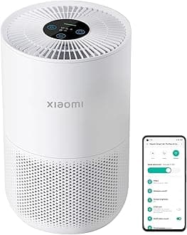 Xiaomi Smart Air Purifier 4 Compact for Home Bedroom, 48㎡ Coverage, 20dB Ultra Quiet HEPA Filtration, App Control, White