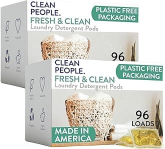 The Clean People Laundry Detergent Pods - Hypoallergenic Laundry Pods - Ultra Concentrated, Recyclable Packaging, Stain Fighting - Fresh Scent, 192 Pack