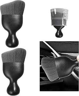 Ziciner 2 PCS Car Detailing Brush, Curved Soft Bristles Auto Removal Dust Collectors, Universal Vehicle Dashboard, Air Conditioner Vents etc Interior Cleaning Tool Accessories (Gray)