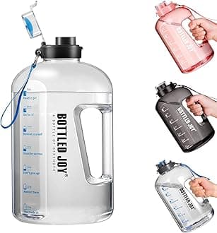 JIMACRO Water Bottle, 1 Gallon Sports Water Bottle with Time Markings and Reusable, Leakproof Water Bottle BPA-Free, Flip Top for Sports, Cycling, Camping