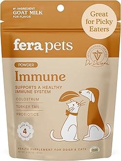 - Immune Goat Milk for Dogs & Cats with Colostrum, Organic Turkey Tail Mushroom, & Probiotics - Improves Immune Response - for Picky Eaters - Powder - 60 TSP