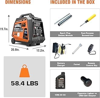 GENMAX Fuel Injection Generator, 4600W ultra-quiet 159cc engine with Parallel and Series Capability, Electric & Remote Start with CO Alert and LED light digital display,EPA Compliant（GM4600iAEFIC）