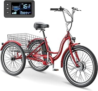 NAIZEA Electric Tricycle Adult Electric Bicycles,Electric Trike,3 Wheel Electric Bike Ebike E Bicycle with Removable Battery, Motorized Trike with Basket for Women Men