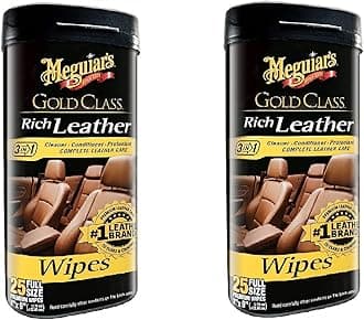 Meguiar'sG10900 Gold Class Rich Leather Cleaner & Conditioner Wipes, 2 Pack