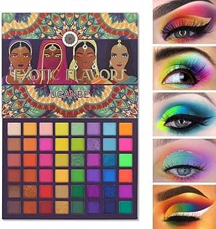UCANBE 48 Colors Colorful Eye Shadow Palette, Cosplay Eye Shadow, High Color, Foreign Makeup Palette, Stage Makeup, Waterproof Long Lasting #1 (Exotic)
