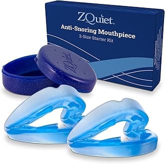 Anti-Snoring Mouthpiece, Starter Pack with 2 Sizes, Living Hinge & Open Front Design for Comfort & Easy Breathing, Blue