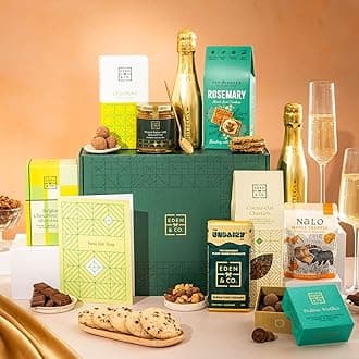 Just Because Vegan Gift Hamper Basket, Luxury Gourmet Gifts for Women, Men, Couples, with Vegan Chocolate by EDEN & CO - Plus 1 Prosecco