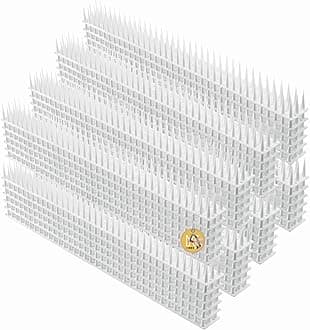 KADAX Plastic Bird Spikes, 51 x 4 x 3 cm, Wall Spikes, Fence Tops Spikes, Pigeon Repellent, Deterrent for Birds, Cats, Anti Climb Spikes, Squirrel Repellent (48, White)
