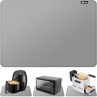 FLASLD Heat Resistant Mat for Air Fryer Site on, Fireproof Silicone Mats for Kitchen Counter, Countertop Protector, No-slip and Waterproof (16"X24", Gray)