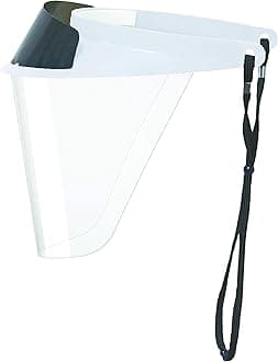 Pac-Dent-V202PW-A iVisor Plus Reusable Face Shield Kit, Full Face Protective Shield with Anti-Fog Coating and Cinch Cord, Adjustable to Comfortably Fit All Head Sizes, Pearl White