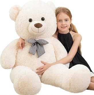 MorisMos Giant White Teddy Bear 4 Feet, Cute 47inch Stuffed Animal Big Teddy Bear Plush, Classic Girlfriend Boyfriend Birthday Gift, Christmas, Party Favor