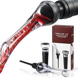 Wine Aerator Pourer for Red Wine with Vacuum Pump Stopper, Wine Decanter with Aerator Enhance Flavor and Preserve Freshness, Home Bar Accessories Wine Gift for Wine Enthusiasts