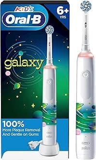 Kids Electric Toothbrush with Coaching Pressure Sensor and Timer, Rechargeable Toothbrush with Brush Head, Sparkle & Shine