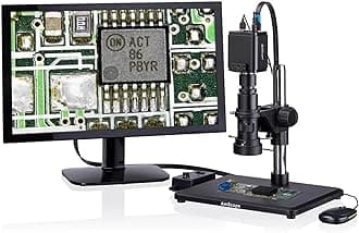 AmScope - 0.7X-5X Zoom Monocular Inspection Microscope with 4K HDMI Camera + 96-LED Ring Light - H800-96S-HD48L