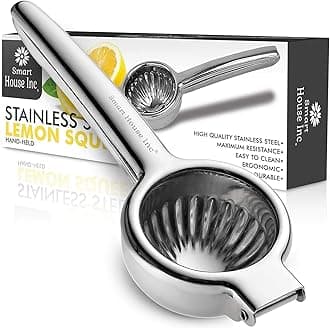 Extra-Large Stainless Steel Lemon Squeezer - Manual Fruit Juicer with Seeds and Pulp Filter - Metal Juicer Press for Juicing Lemons, Limes, Oranges, and Pomegranate