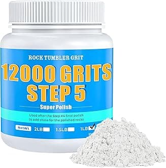 Rock Tumbler Polish - 12000 Grit Aluminum Oxide for Final Finish, Step 5 Polishing Grit for Rocks, Gems, Glass & Jewelry Making - Ultra-Premium Refill, 1 Lb