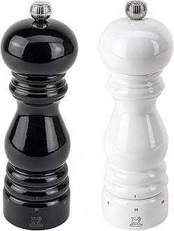 Peugeot Paris U'Select Lacquer Salt And Pepper Mill Set 7", Black And White