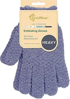 Evridwear 1 Pair Strong Exfoliating Hydro Body Scrub Gloves. Dead Skin Cell Remover. Bath And Shower Body Brush Gloves For Deep Cleansing And A Healthy Looking Skin (Heavy Exfoliating, Gray)