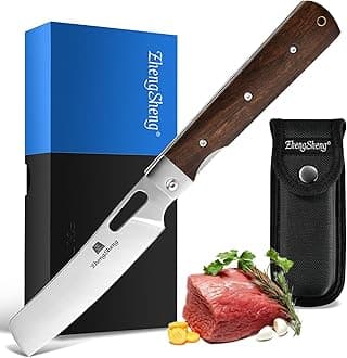Folding Chef Knife with Nylon Pouch 4.8" Sharp 440A Stainless Steel Blade Wooden Handle Pocket Foldable Japanese Style Kitchen Knife for Outdoor Camping Cooking