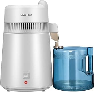 Water Distiller Machine 304 Stainless Steel 6L Countertop Distilled Water Purifier Maker with Smart Switch and BPA Free Container for Home and Office Use