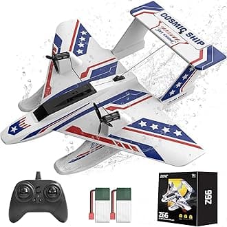DEERC RC Plane for Water Land & Air, Amphibious Tri-Phibian Aircraft, 4CH Remote Control Plane W/ 2 Batteries, 2.4GHz RTF Airplane Glider for Boy Girl
