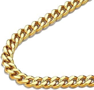 FindChicMen Curb Chain Necklace 18K Gold Plated/Stainless Steel/Black Chunky Double Tight Cuban Link Hip Hop Neck Chains for Men Boys 3.5MM/5MM/6MM/7MM/9MM/12MM 14''-30'' 8 Length Options (Send Gift Box)Recycled Claim Standard Blended